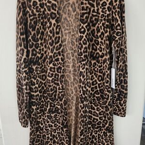 Chico's Leopard Print Cardigan Sz M/L $30
